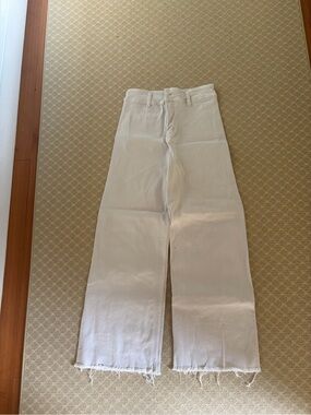 Wide Leg White/Light Pink Denim Jeans